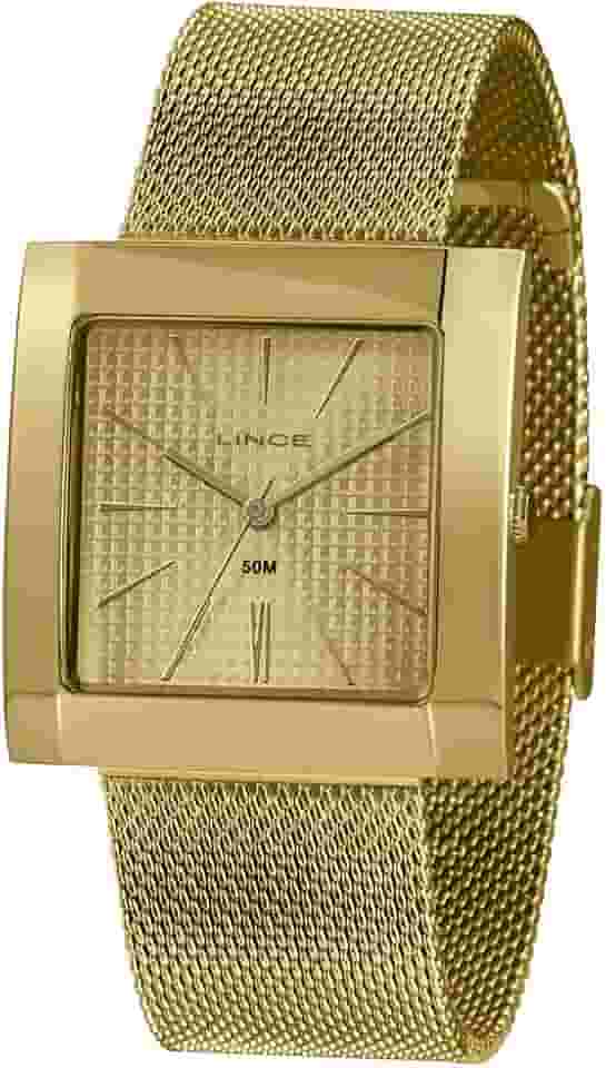 Relógio Lince Feminino Ref: Lqg4654l C1kx Retangular Dourado