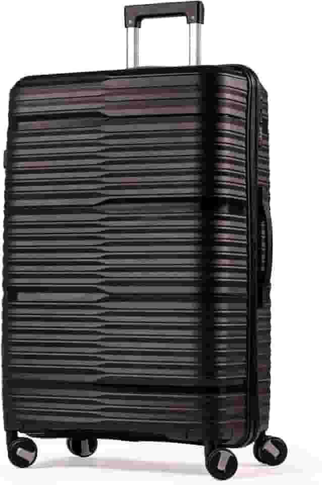 Mala Grande De Viagem 32Kg Polipropileno 8 Rodas 360 Giratória Para Despachar Rígida Leve Tamanho G Viajem Internacional Resistente (PRETO, GRANDE)