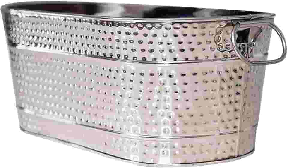 Balde de gelo oval galvanizado para banheira de bebidas, portátil, baldes de bebidas de metal, baldes de cerveja para cerveja, vinho, bar de resfriamento, hotel/1789