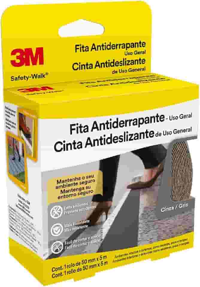 3M, Safety-Walk, Fita Antiderrapante, Cinza, 50mm x 5m