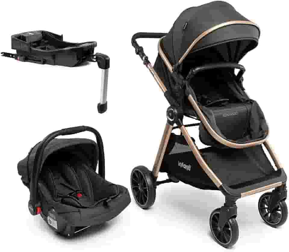 Travel System Infanti, Romanzo Trio, com Isofix, Preto Bronze