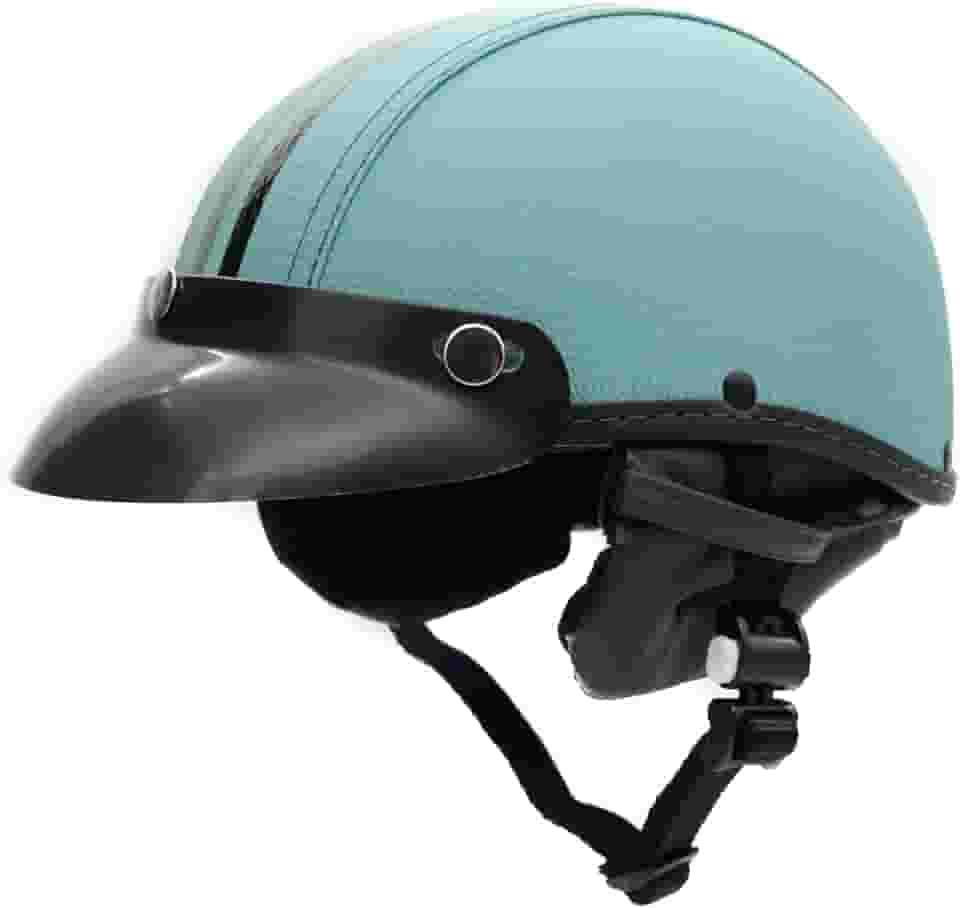 BR101 Capacete Coquinho Custom Scooter Elétrica Ciclismo Bike Skate Chopper Revestido Couro Premium Azul Adulto Unissex