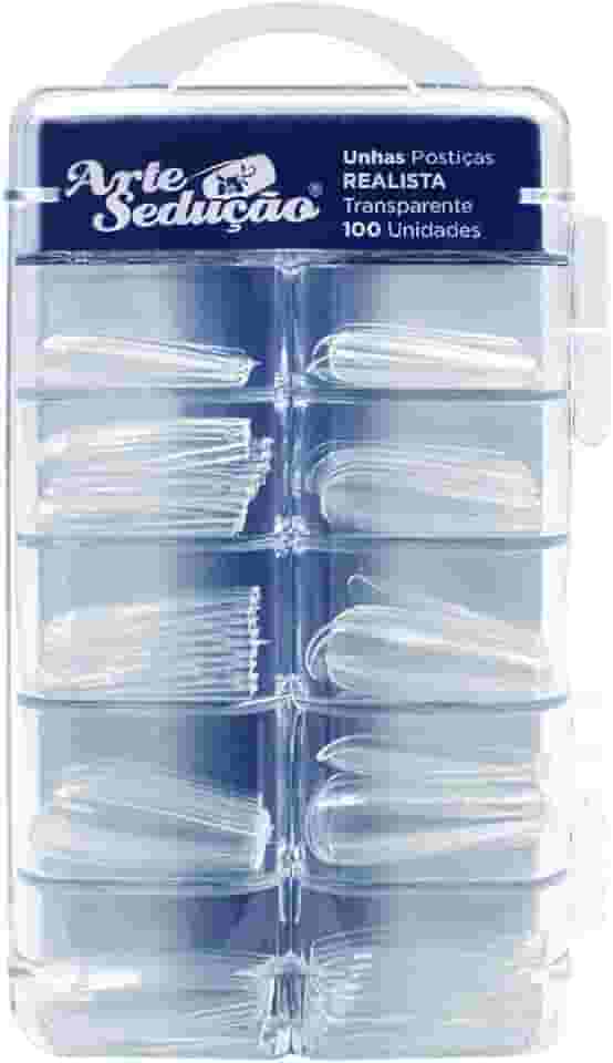 Unhas Postiças Realista Transparente, 100 Unidades, Arte Sedução