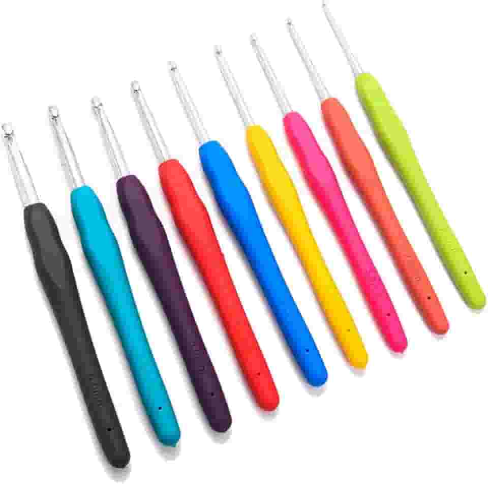 Pacote com 9 agulhas de crochê, conjunto de crochê de 9 tamanhos de 2 mm-6 mm para mãos artríticas, alças ergonômicas macias para iniciantes, presentes de Natal para mulheres