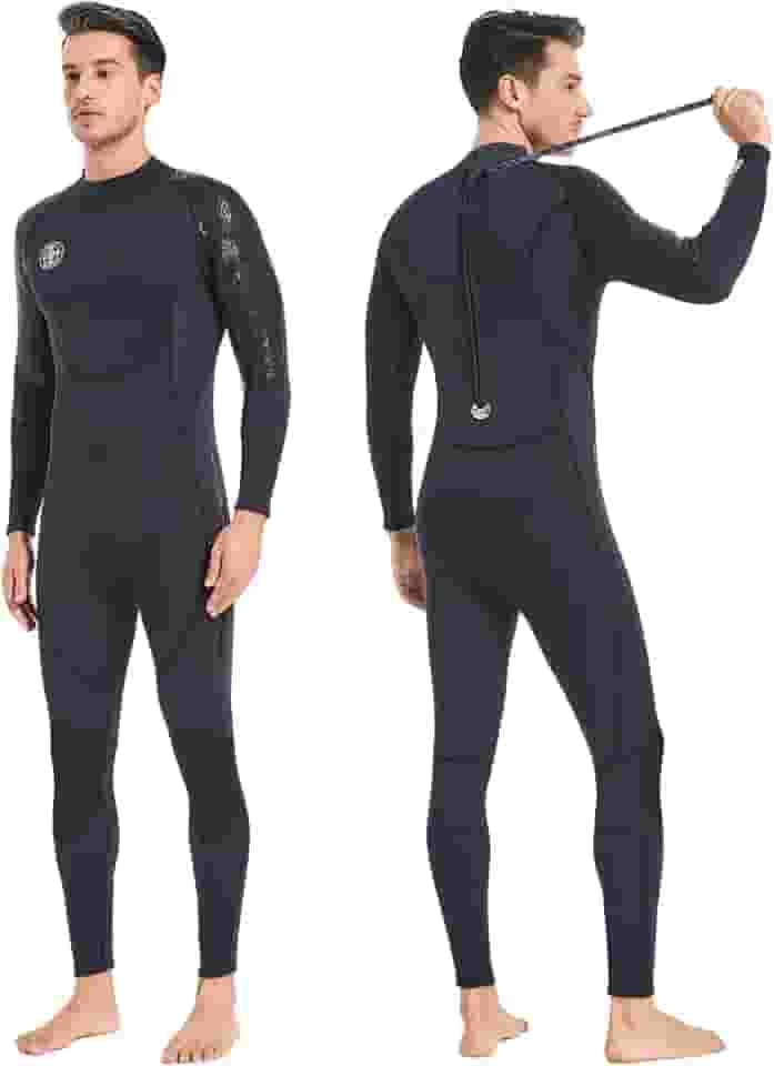 Roupa de mergulho masculina feminina de neoprene – BEEK 3 mm roupa de mergulho térmica com zíper nas costas maiô de manga comprida para mergulho quente de corpo inteiro para surfe, snorkeling,