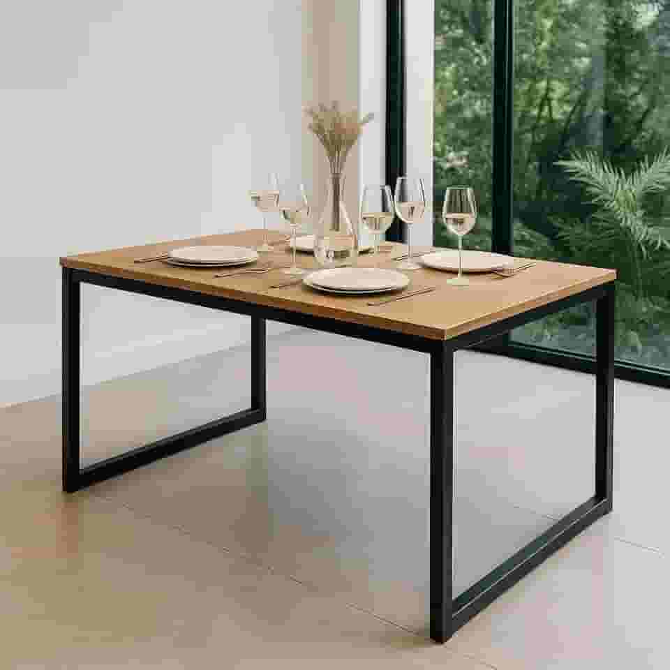 Mesa de Jantar Industrial 120x80 cm com Estrutura em Metalon (MEL)