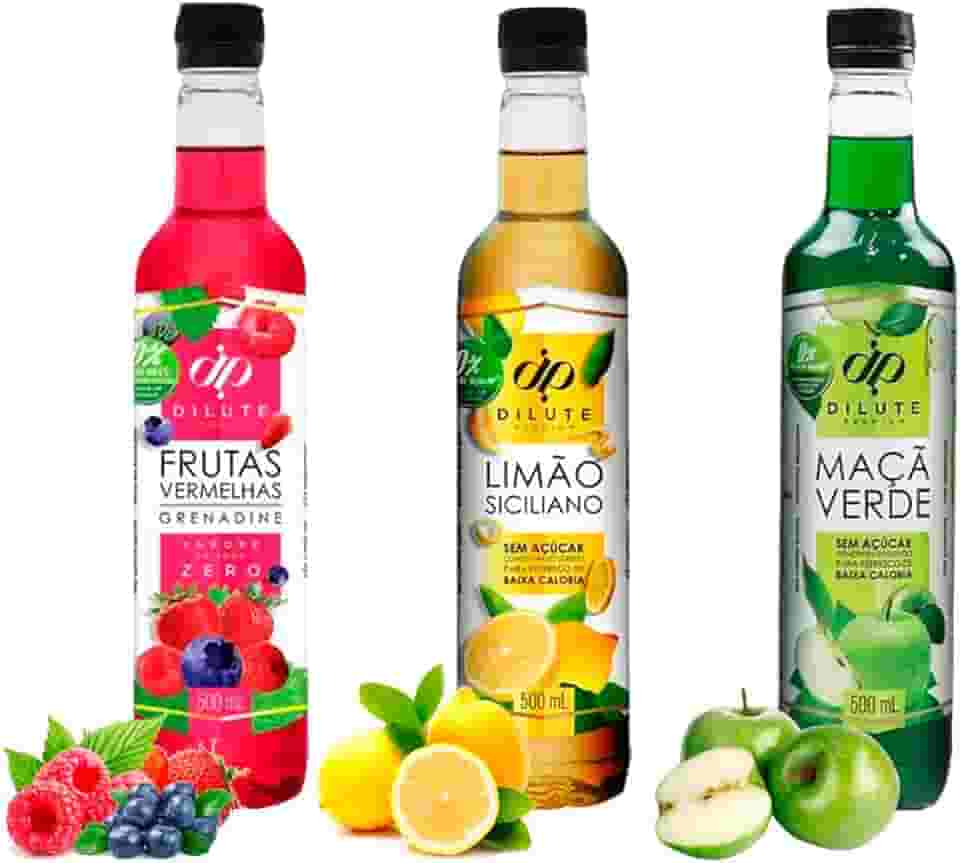 Kit 3 Xarope Para Soda Italiana E Drinks Dilute Zero Açúcar