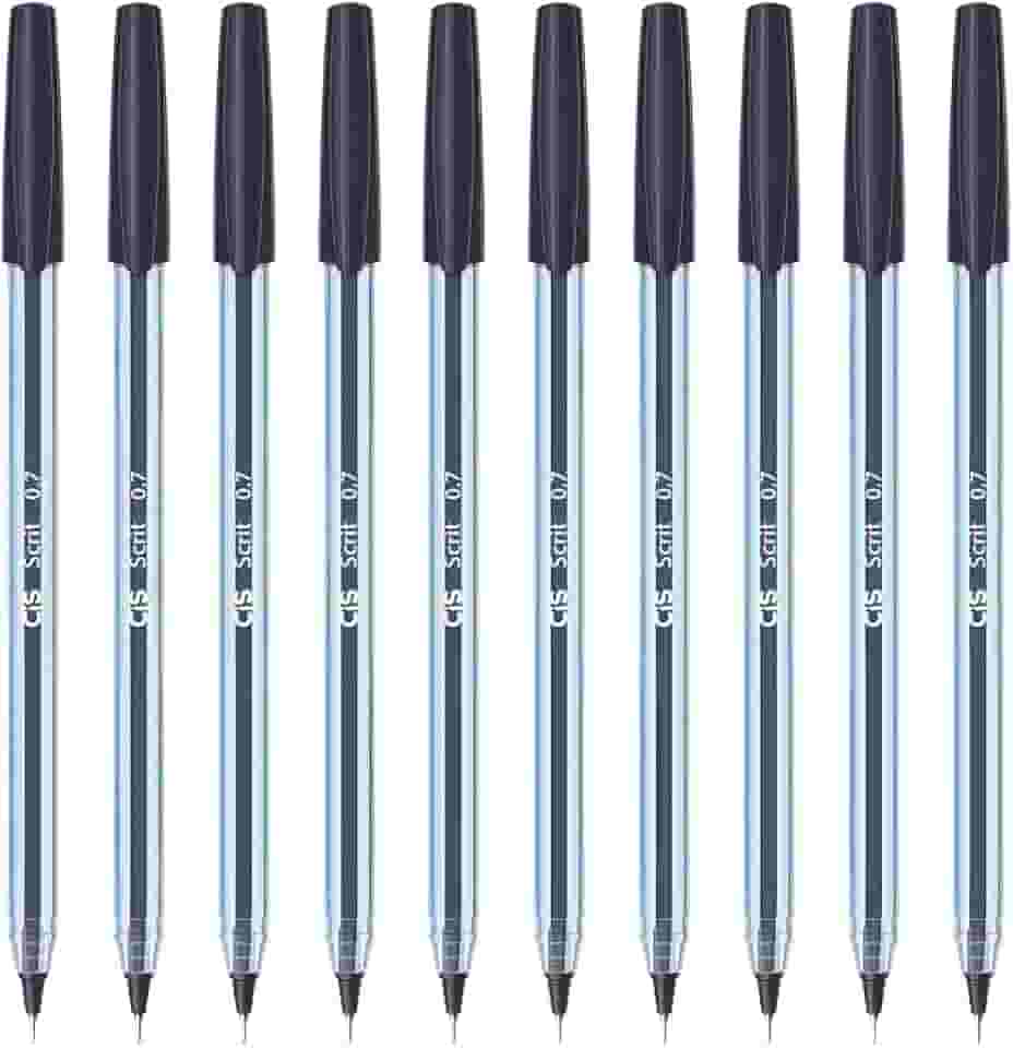 Kit 10 Canetas Esferográfica Scrit Ponta Agulha 0.7mm (Preto)