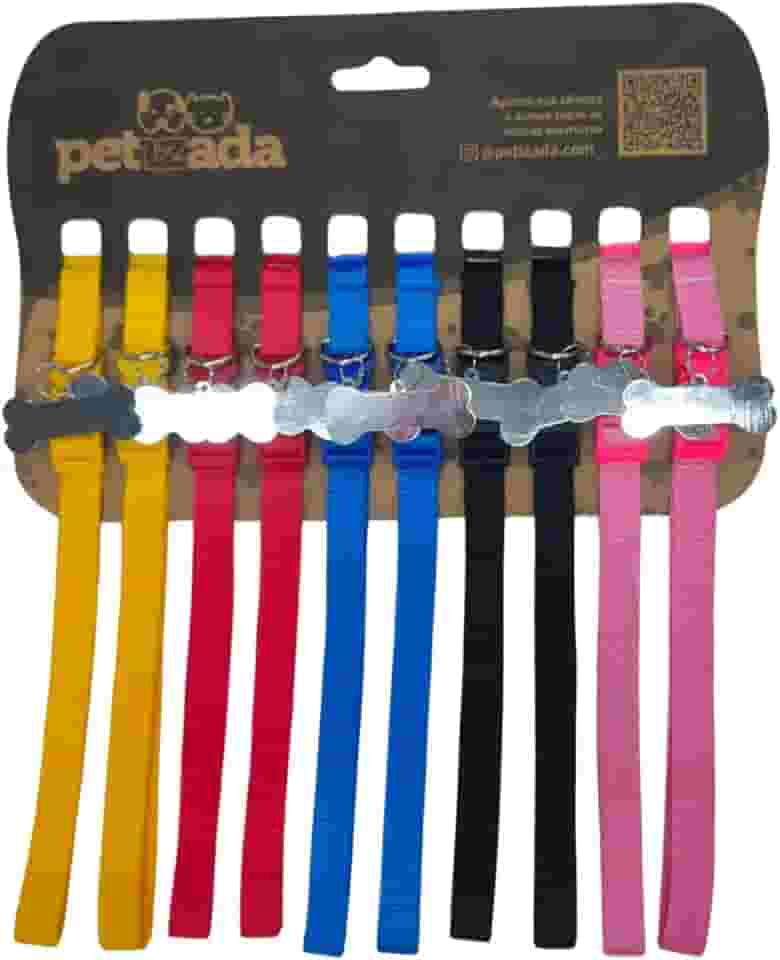 Cartela 10 Coleiras G Com Pingente de Identificação Pet Para Cachorro