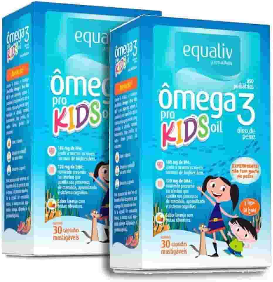 Kit 2 Equaliv Ômega 3 Kids 30 Cápsulas Ômega EPA DHA Mastigavel