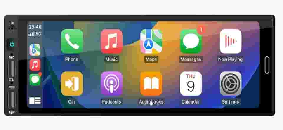 MULTIMÍDIA, MP5 1 DIN TELA IPS DE VIDRO 6,9" FULL TOUCH, FM, USB, SD CARD, AUXILIAR, BLUETOOTH, ESPELHA ANDROID E IOS, CARPLAY E ANDROID AUTO CONECTIVIDADE COM OU SEM FIO