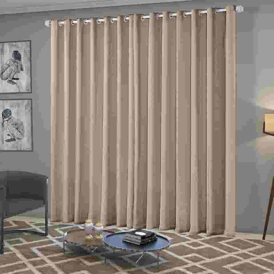 Cortina Blackout/Blecaute Quarto/Sala em Tecido 3,00m x 2,50m com Ilhós Cromado Solaris - Avelã