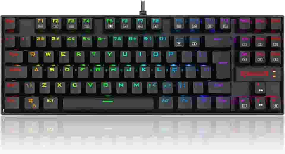 Teclado Magnético Gamer Redragon Kumara PRO K552RGB USB RGB Preto Switch Marrom