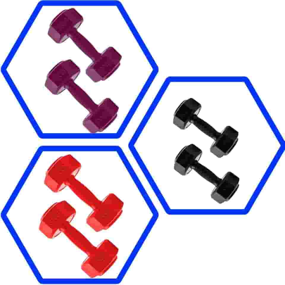 Conjunto de Halteres Par 1kg 2kg 3kg Sextavado, Peso para Academia, Treino em Casa, Pilates, Funcional