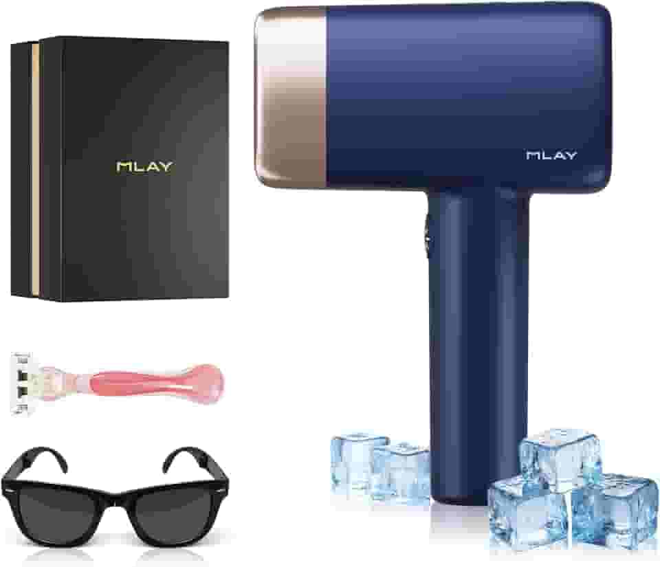Depilador a Laser IPL MLAY T14 com Sistema de Resfriamento, Cabeça Substituível, Aprovado pela ANVISA, 1,5 Milhão de Flashes, Depilação Indolor e Eficaz para Corpo e Rosto(Azul)