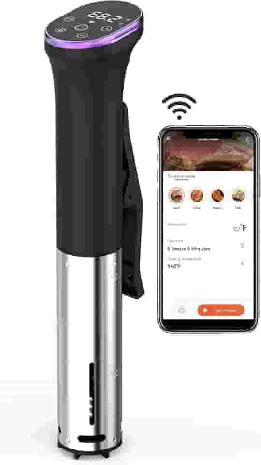 Hobsir hob Fogão Sous Vide, Máquina Sous Vide De 1100 W Com Led, Controle Por Aplicativo Wi-Fi, Temporizador, Circulador De Imersão Em Aço Inoxidável Silencioso, Máquina De Cozimento Lento, Kit Sous