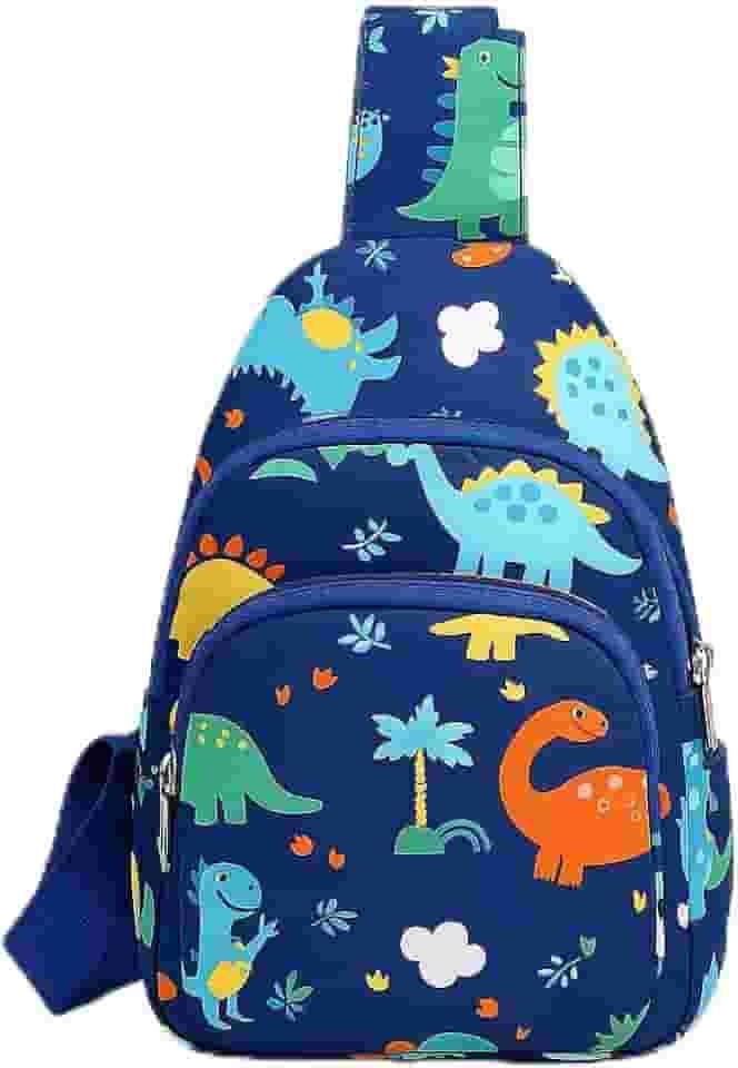 Mochila Infantil Tiracolo com Estampa Dinossauro - Mini para Viagem, Escola e Passeios, Nylon Leve e Ajustável, Estampa Cartoon Dino