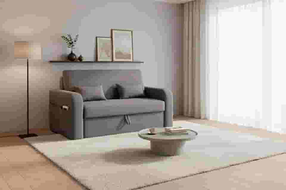 Sofá Cama Com Baú 2 Lugares 140cm Lady Day Retrátil Com Almofadas Veludo Premium Aconchegante (Cinza)