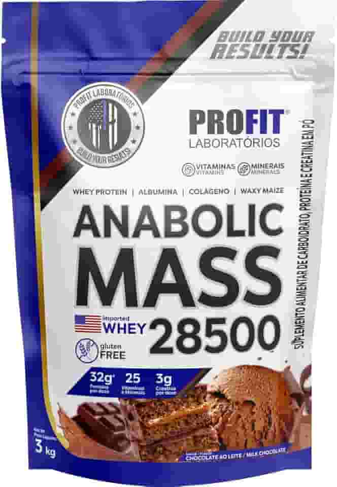 Hipercalórico Anabolic Mass 28500 3kg para Ganho de Peso Sabor Chocolate Ao Leite - Profit Laboratórios
