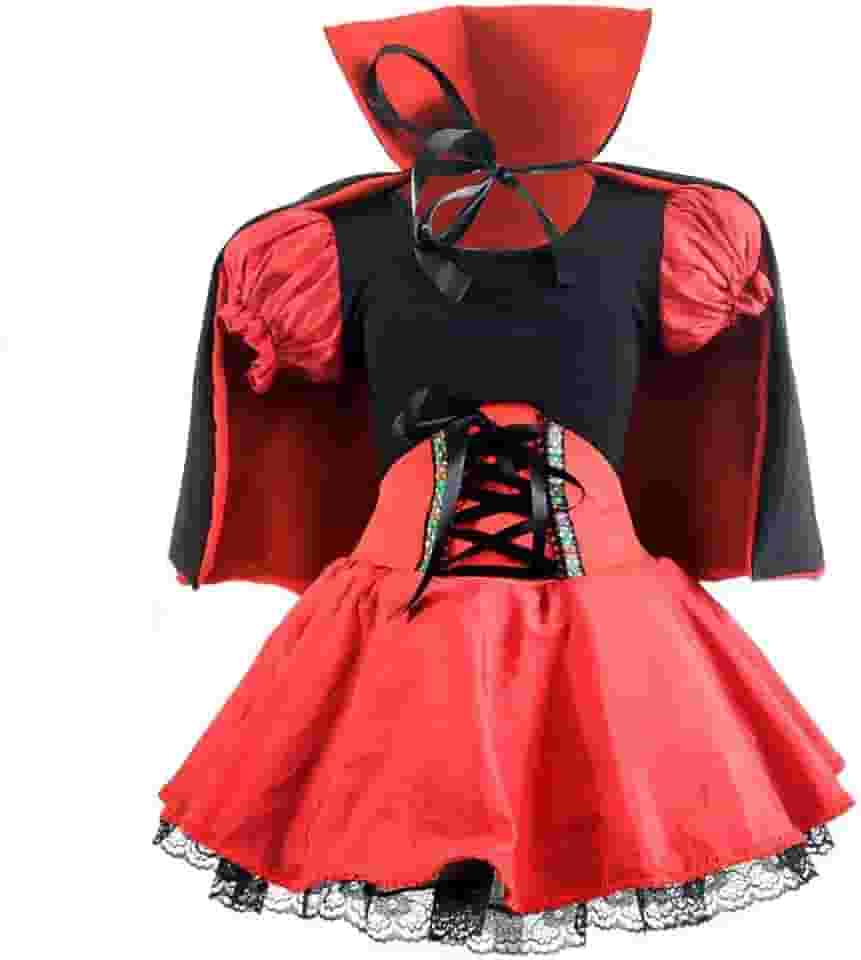 Fantasia Halloween Feminina Vampira Luxo Com Corselet Com Capa