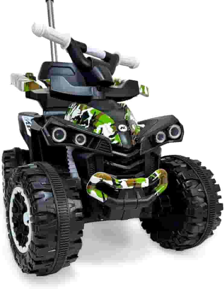 Quadriciclo Infantil Militar Uni Toys, Com Empurrador, Luz e Som, Cor Verde Camuflado.