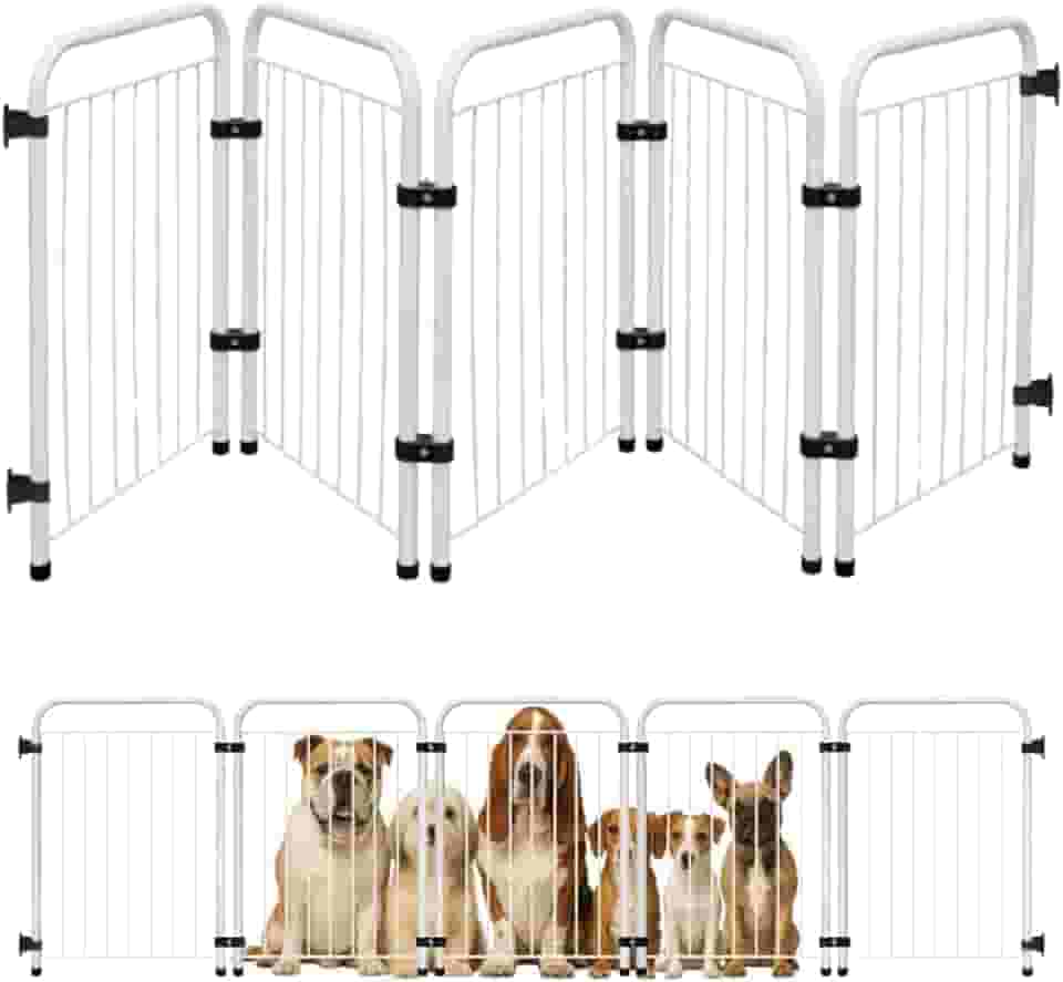Cercado Grade Cercadinho Portátil Dobrável 3 5 7 Módulos Modular Proteção Pets Filhotes Cachorro Gato Coelho Animais 50 cm Altura (Branco, 5 Módulos)