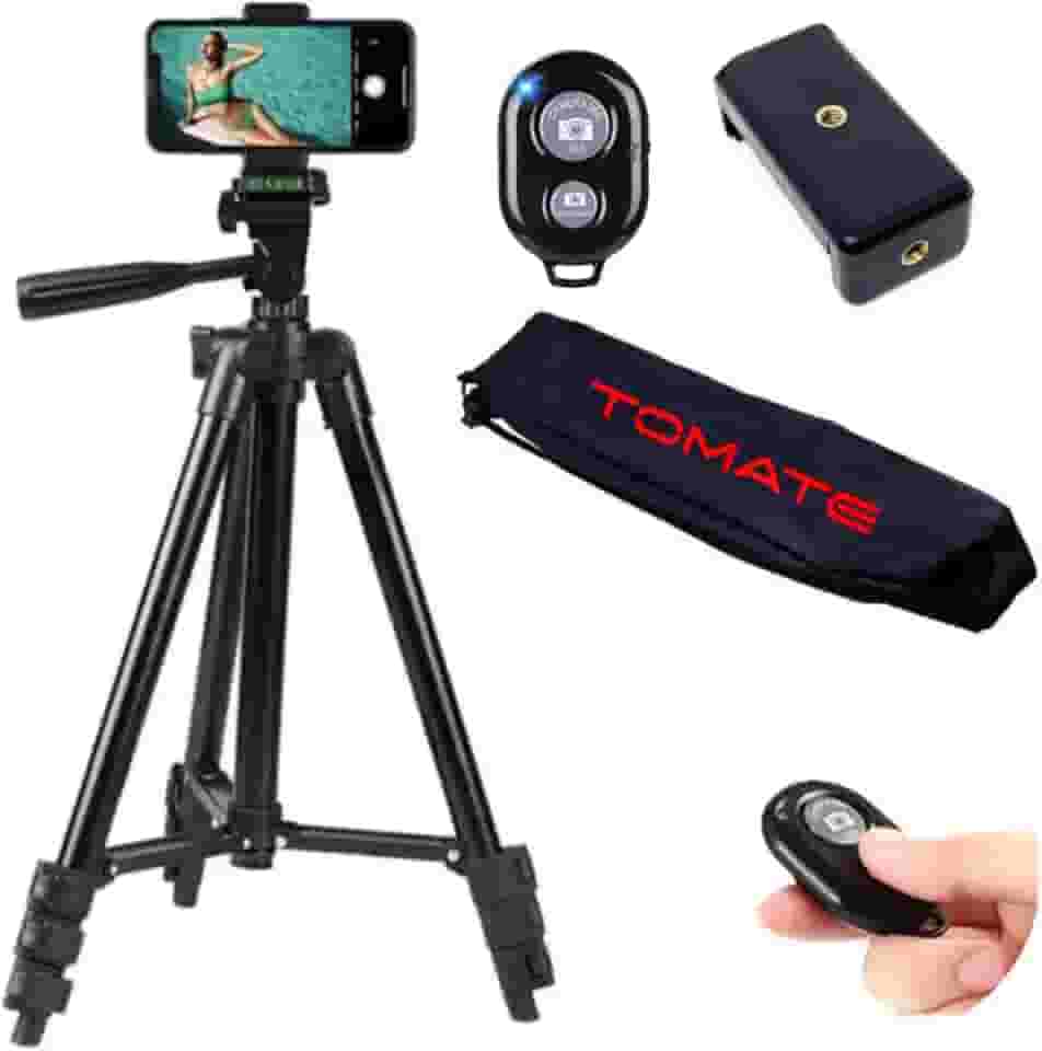Tripé para Câmera e Celular com Nível Bolsa e Suporte de celular Kit Tripod com controle remoto sem fio