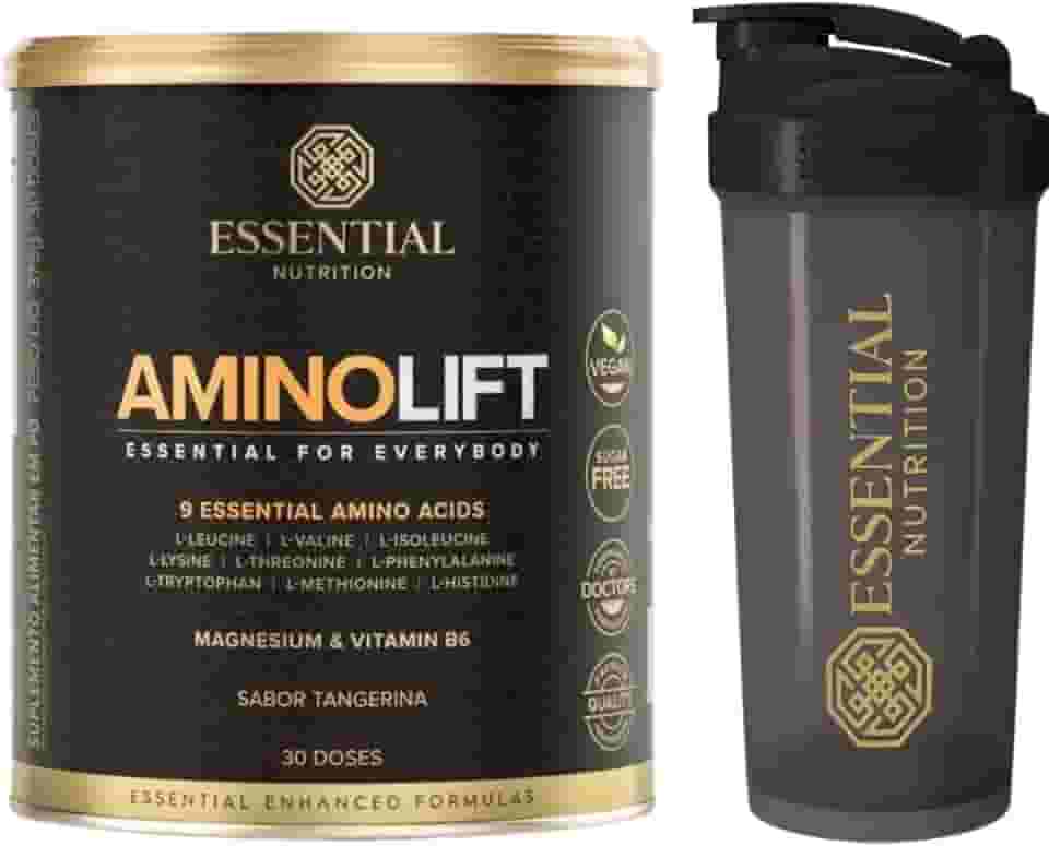 Aminolift - 9 aminoácidos essenciais - Sabor Tangerina - Essential Nutrition + Coqueteleira oficial