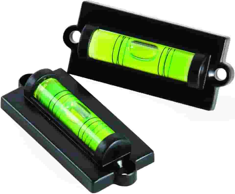 Camco Nível de caravana/trailer – possui nivelamento de frente para trás/lado a lado – com parafusos ou fita adesiva – Pacote com 2 (25523)