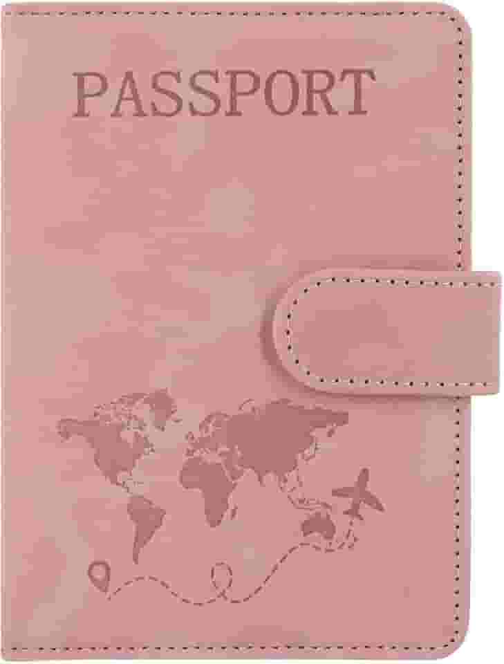 Capa para passaporte carteira de couro com bloqueio de RFID, acessórios de viagem para mulheres e homens,, rosa, Passport Cover, Capa para passaporte