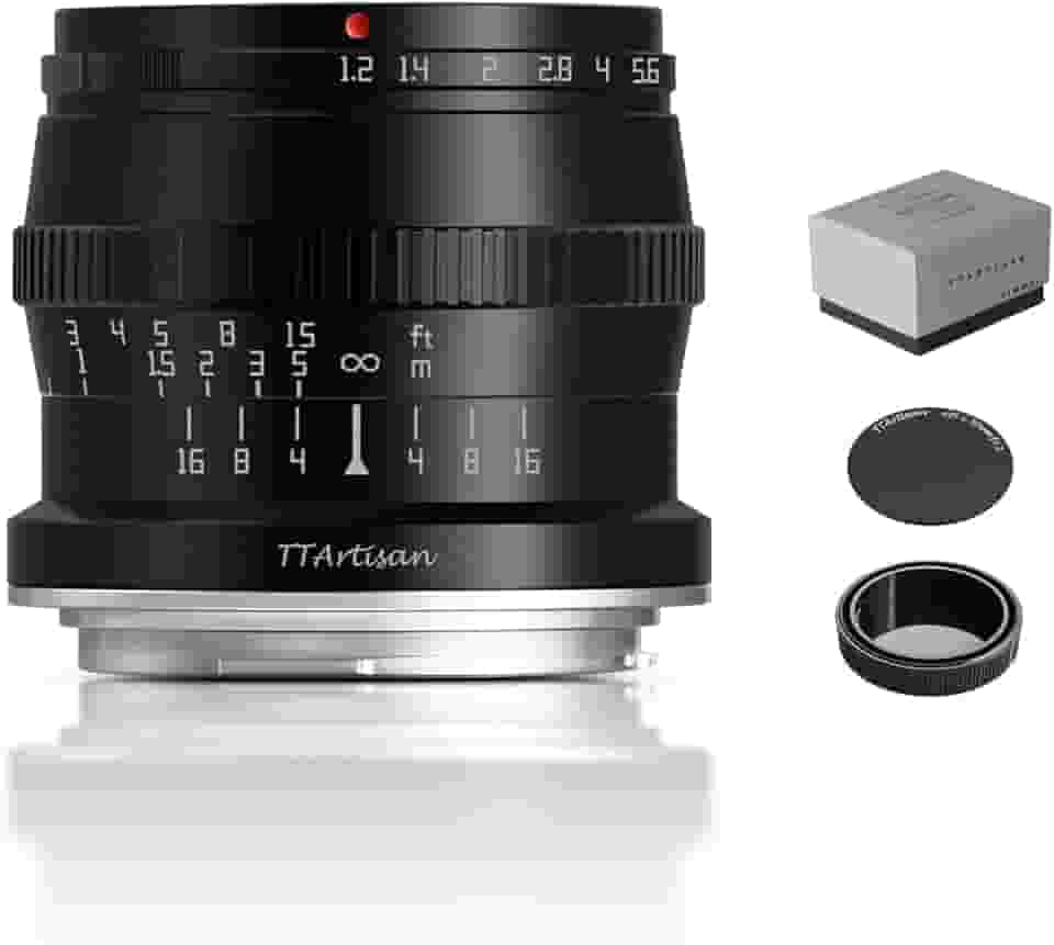 TTArtisan Lente de foco manual de grande abertura F1.2 APS-C de 50 mm para montagem Canon RF como R7 APS-C Modelo: R10 EOS R RP R5 R6