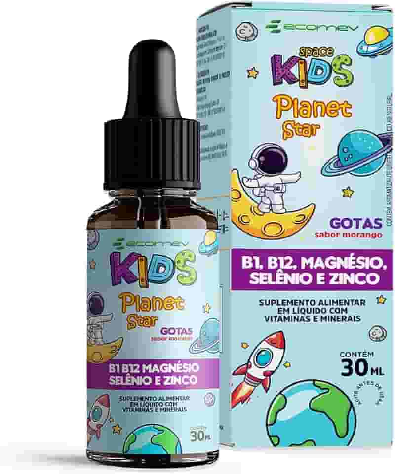 Vitamina Kids - B1 B12 Magnésio Selênio Zinco - Sabor Morango 30Ml - Ecomev