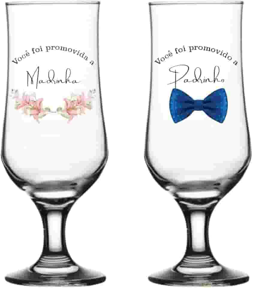 2 Taças de Cerveja 385ml Personalizada Madrinha e Padrinho Ideal Para Presente Casamento Batismo Comemoração