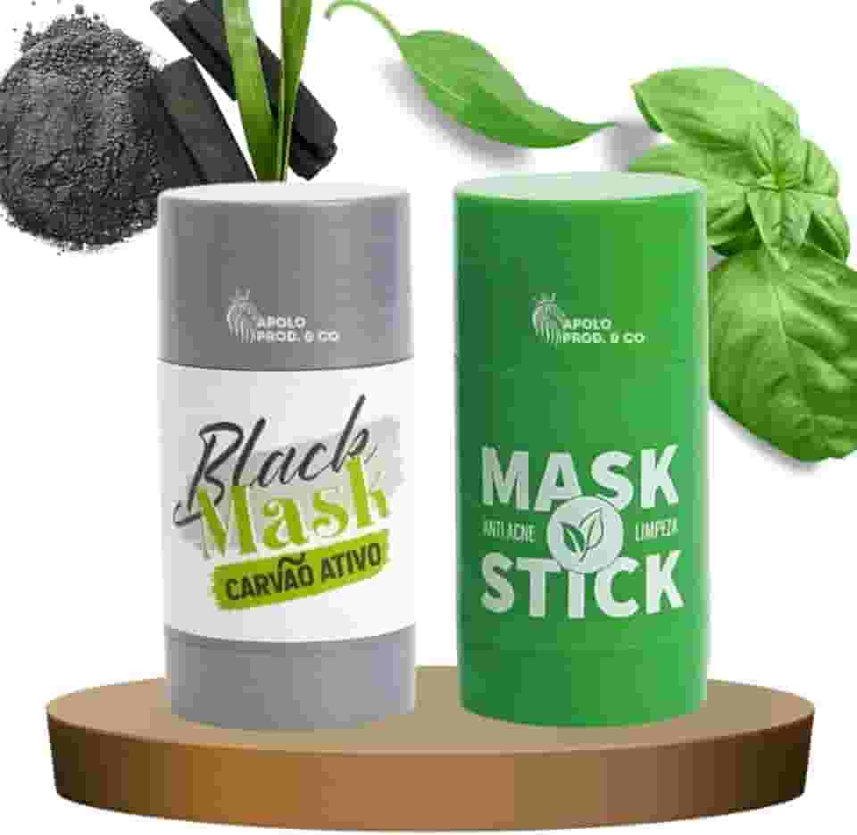Kit 2 Máscara Facial Coreana Removedora de Cravos e Espinhas Green and Gray Mask Stick Chá Verde e Carvão Ativado Controle de Oleosidade e Redução de Poros, Limpeza de Pele Tratamento Professional