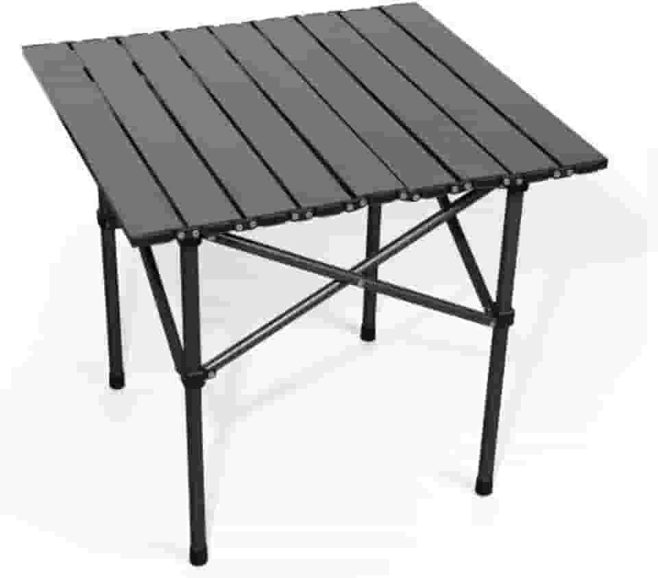 Mesa Dobrável de Camping Portátil em Alumínio – Compacta, Leve e Resistente, com Bolsa de Transporte | Ideal para Piquenique, Praia, Viagens e Trilhas – Espaço para 4 Pessoas (Preto)