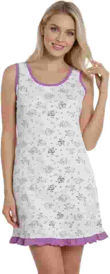 Camisola Sem Manga Estampa Roupa Dormir Feminina Verão