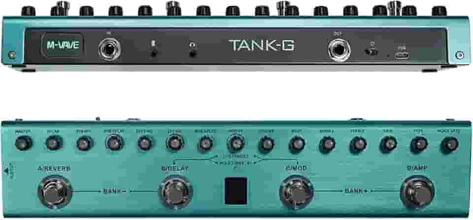 M-VAVE VEDO Tank-G Pedal de Guitarra Multi-Efeitos, Effects Pedal guitarra Reverb Delay MOD AMP Bateria lítio Recarregável, 36 Presets, 9 Preamp Slots, 8 IR Cab, 3 Simulação, Delay, Cube Baby Reverb