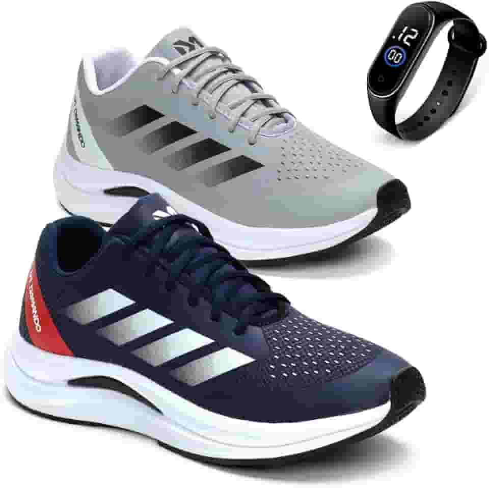 Combo 2 Tênis Masculino Academia Esportivo Caminhada Corrida Leve Confortavel com Relógio Digital