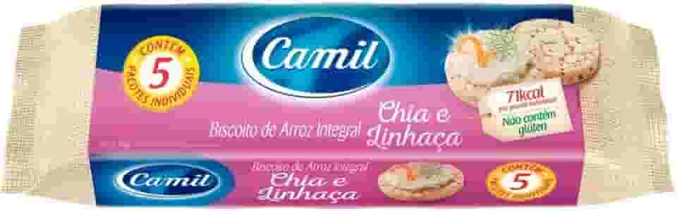 BISCOITO DE ARROZ INTEGRAL C/CHIA LINHACA UNIDOSE 90G CAMIL