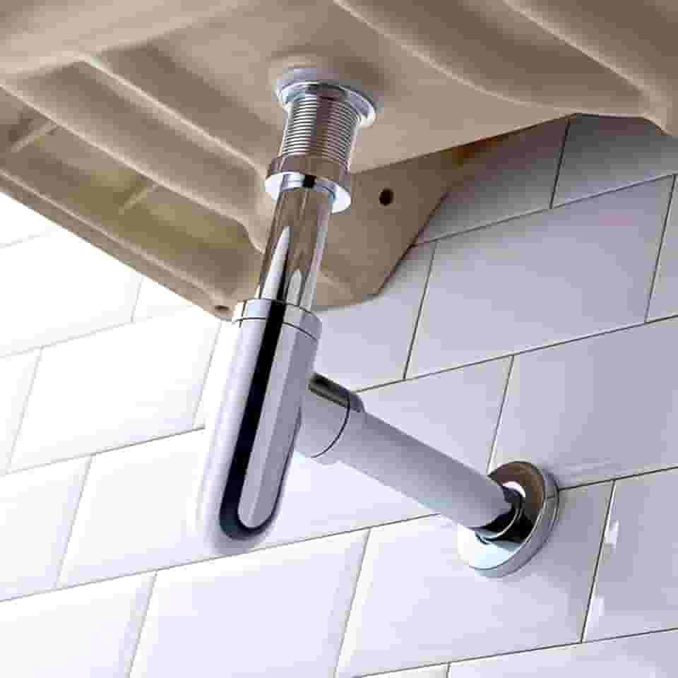 Sifão Cromado Copo de Metal Sifão Lavabo Pia Cozinha Americana Metal Com Copo 1.1/2 X 1.1/2'' Cor Cromado Universal Inoxidável Bloco de Odores Limpeza Prática
