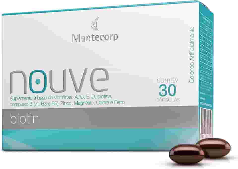 Nouvé Biotina – 30 cápsulas – Suplemento com Vitamina B7 – Auxilia na Manutenção da Pele, Unhas e Cabelos – Mantecorp
