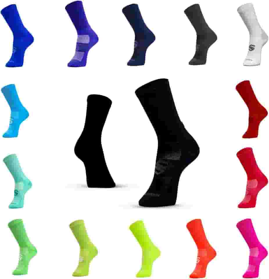 Meia Esportiva Socks Co, Cano Longo, Poliamida, Respirável, para Corrida e Ciclismo, Unissex, Tamanhos 36-43, Múltiplas Cores
