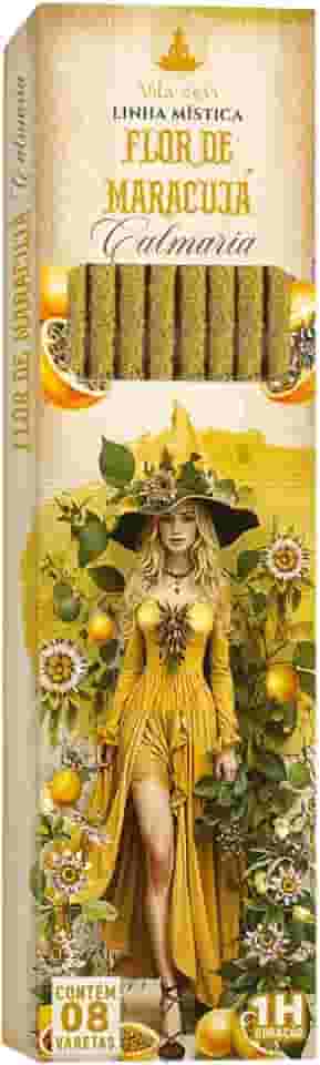 Incenso Vila Zen Linha Mística Bruxas, Incenso Natural Sem Carvão - Caixinha com 8 Varetas cada (FLOR DE MARACUJÁ - Calmaria)