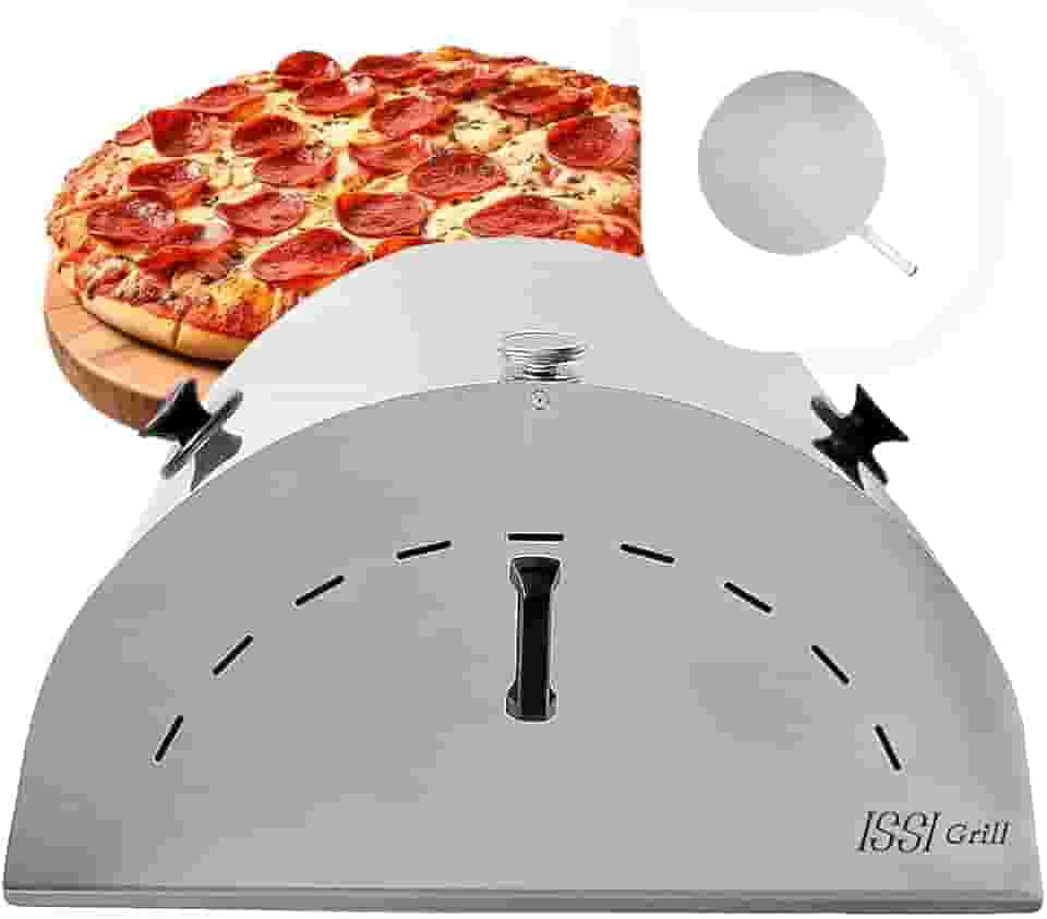 Forno de Pizza Costela Médio em Inox para Churrasqueira com Refratário e Pá de Pizza Issi Grill