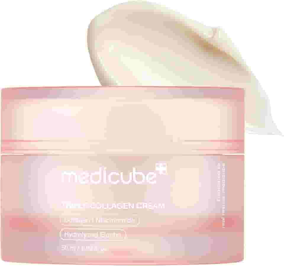 medicube Creme De Colágeno Triplo - Hidratante E Firmador Com Ácido Hialurônico, Elastina Premium, Manteiga Karité, Cuidado Antirrugas Aumenta A Elasticidade, Coreano Para Pele, 1,69 Oz