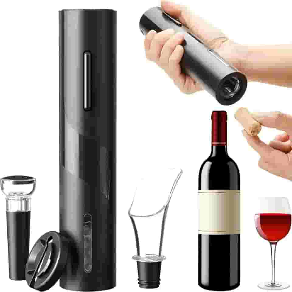 KIT ABRIDOR DE VINHO ELÉTRICO COM ACESSÓRIOS IDEAL PARA SACA ROLHAS ELÉTRICO DECANTER MAIS CHARME AO ABRIR SEU VINHO UTLIZA PILHA