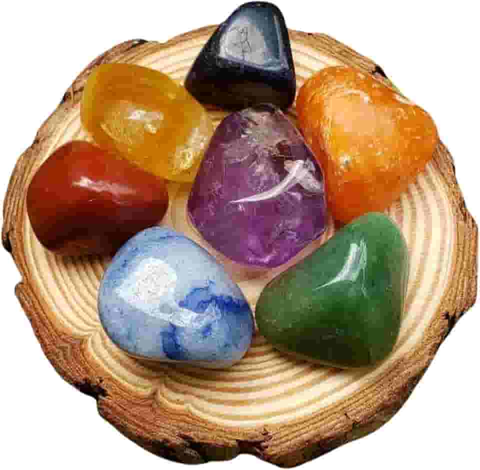 Kit Pedras 7 Chakras Cristais Naturais Para Meditação Reiki - Cristais Rolados para Energia, Equilíbrio e Harmonia - Pedra Natural Para Alinhamento Energético e Bem-Estar Espiritual