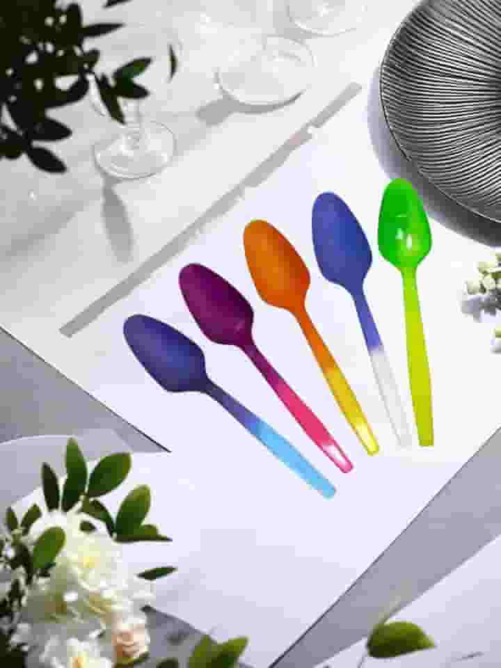 5 colheres de plástico que mudam de cor, mudam de cor quando frias, adequadas para sobremesas, sorvete multicolorido