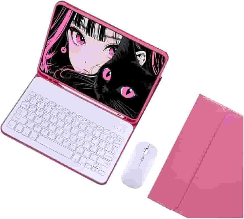 Capa Tablet + Teclado Removível + Mouse Para Samsung S6 Lite 10.4 Polegadas P613/P619/P610/P615 (Begônia Vermelho, Teclado comum)