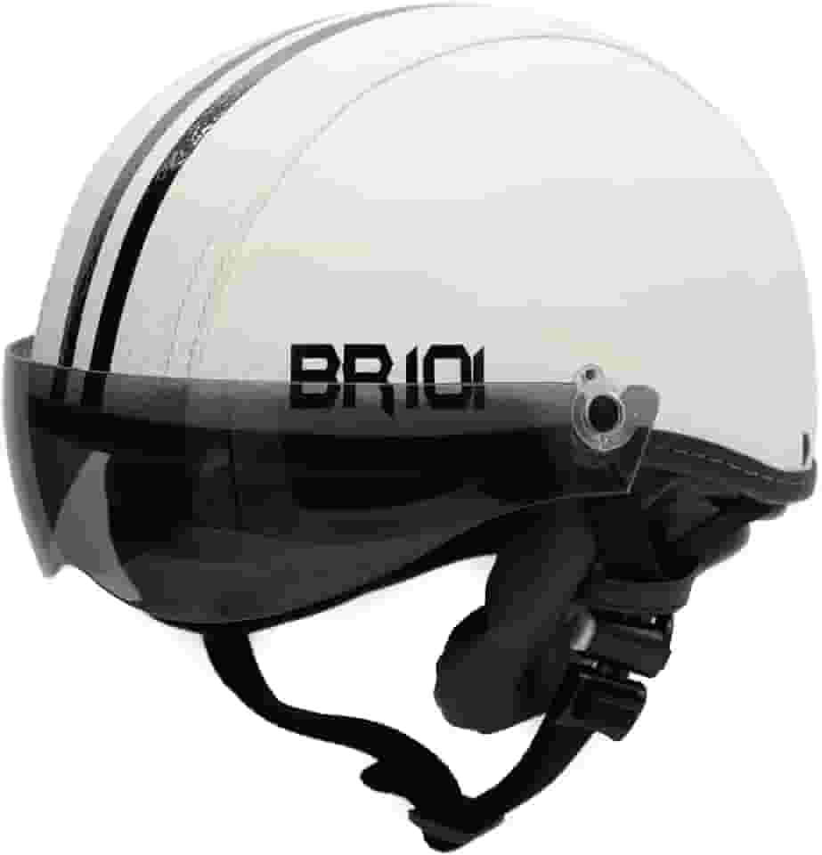 Capacete Coquinho Scooter Elétrica Bike Skate Patinete Br101 Premium Branco Viseira Fume (G - VESTE 59/60)
